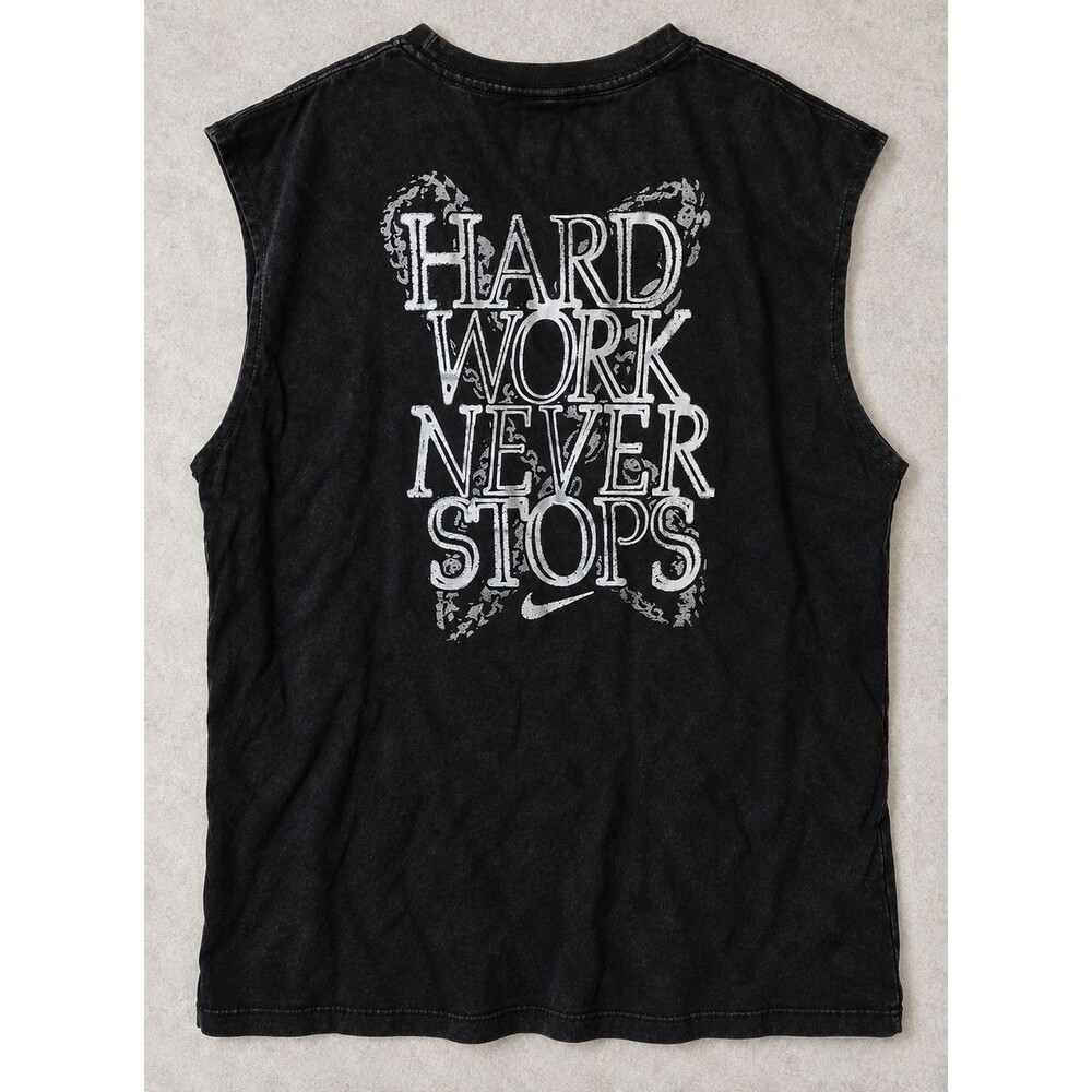 Nike Tank Top Mens Large Washed Black Hard Work Never Stops Loose Fit Cotton